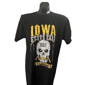 Iowa State Fair Competition T-Shirt - Skull & Barbell Graphic